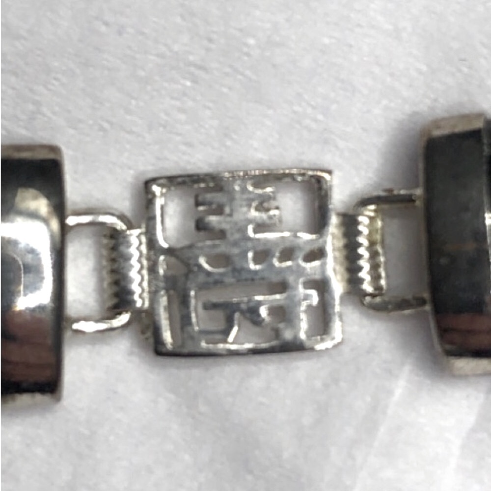 Black Jade and 925 Sterling Silver Bracelet, Asian Characters, Chinese - Picture 14 of 15